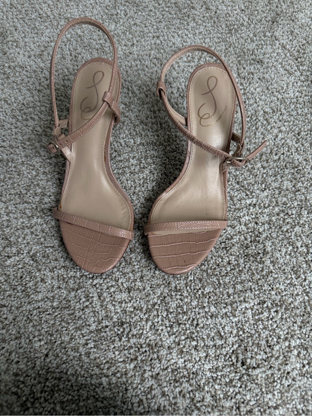 Sam Edelman Croc-Textured Blush Slingback Sandals